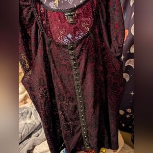 Lane Bryant Black and Purple Lace Top